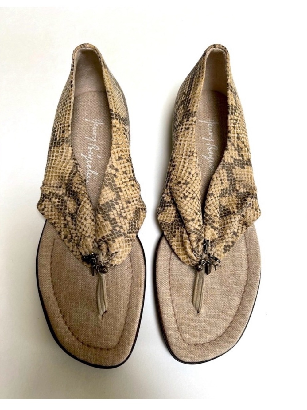 Women's Beige Snakeskin Sandals Size 10 made in Italy